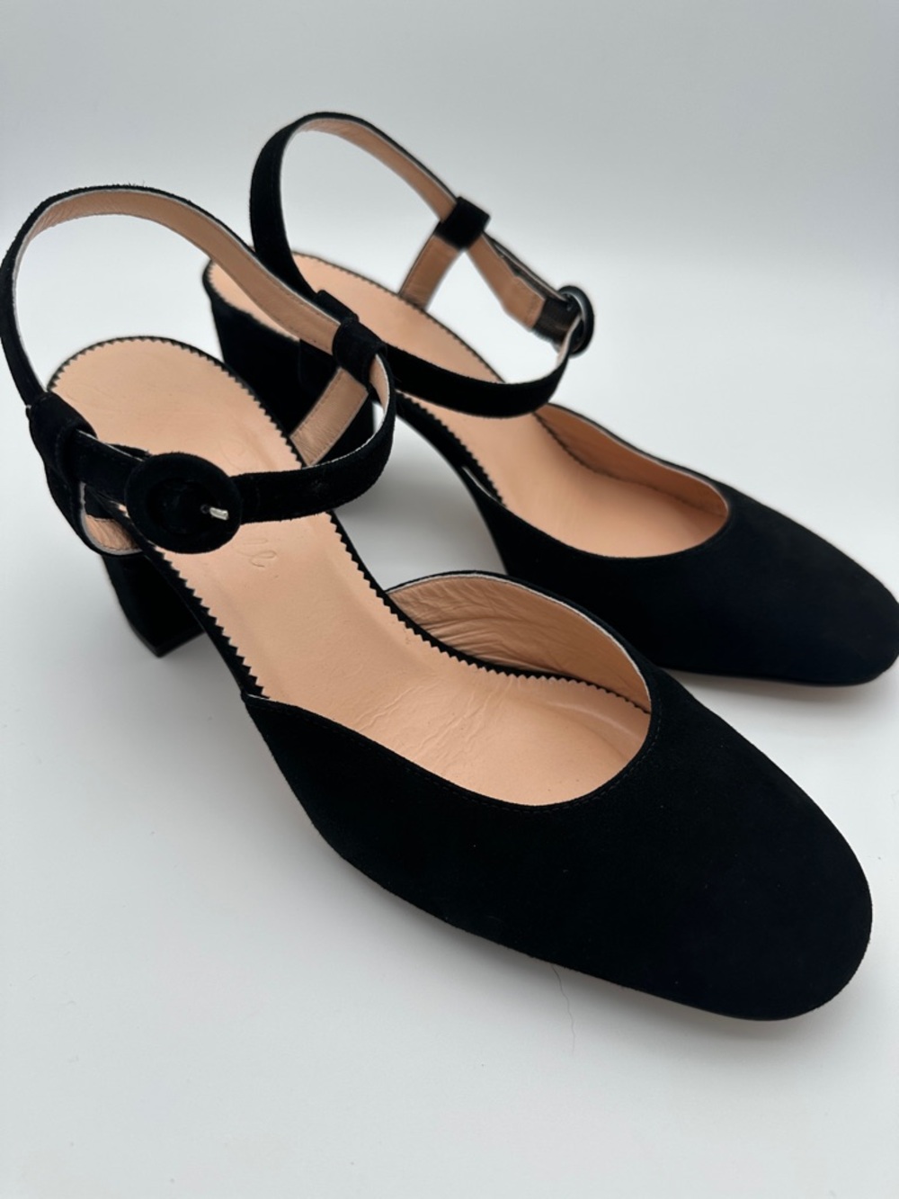 J. Crew Maisie Almond Toe Black Italian Suede Pumps 7.5 Heel 3” Made in Morocco - Picture 2 of 16